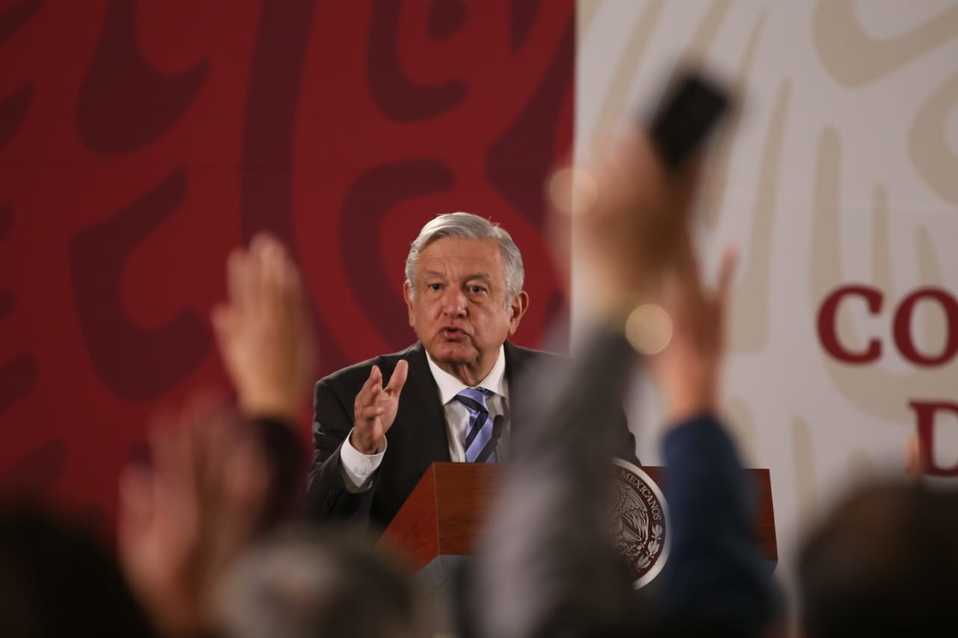López Obrador en conferencia matutina. (Octavio Hoyos)
