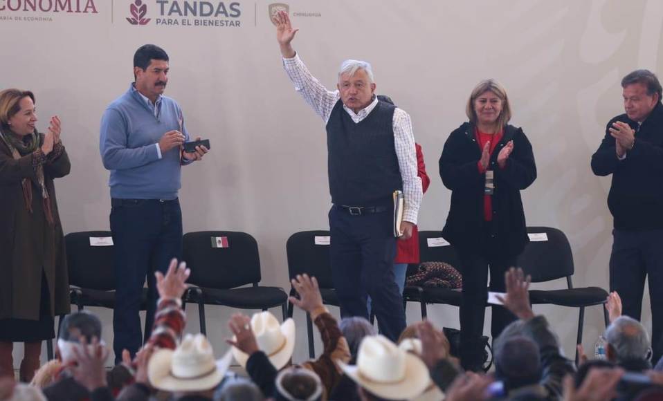 El presidente Andrés Manuel López Obrador en Nuevo Casas Grandes, Chihuahua. (Javier Ríos)