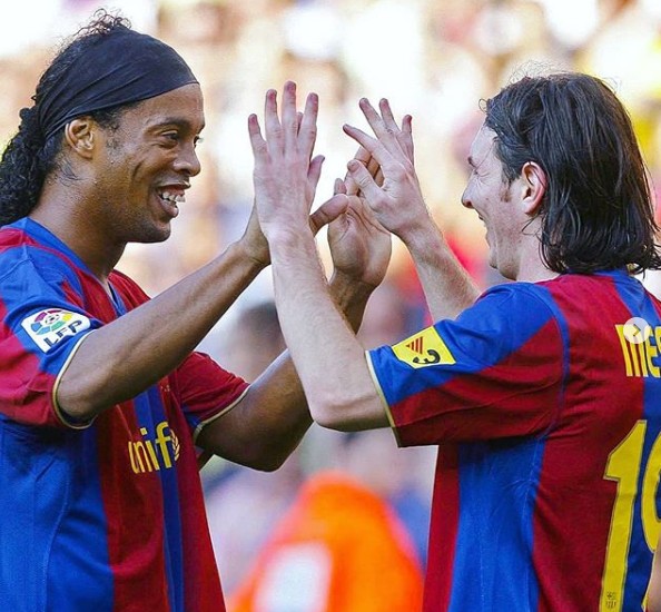 Ronaldinho y Lionel Messi (Instagram: ronaldinho)