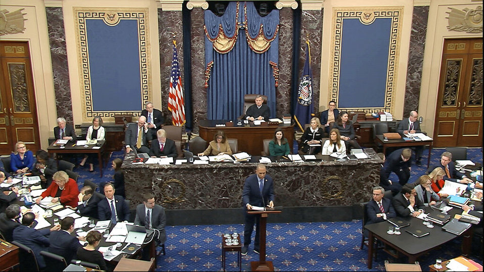 Juicio político contra Donald Trump en el Senado de Estados Unidos. (AP)