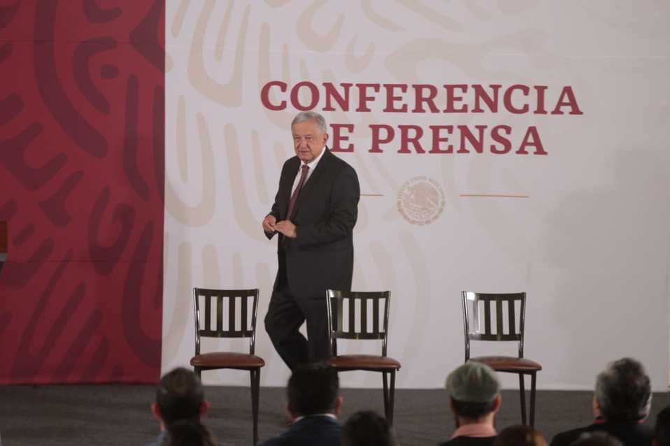 El presidente Andrés Manuel López Obrador en conferencia matutina del 24 de enero. (Jesús Quintanar)