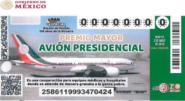 Este es el diseño que tendrán los boletos de la Lotería Nacional para la rifa del avión. (Espacial)