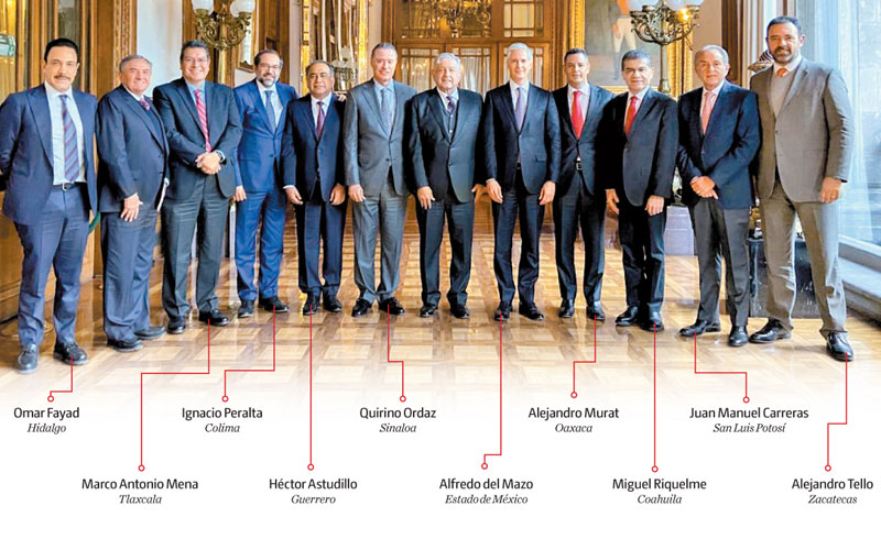 Gobernadores del PRI con AMLO. (Especial)
