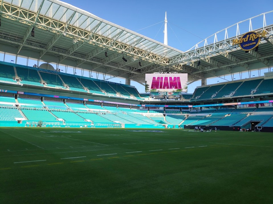 Hard Rock Stadium, a vísperas del Super Bowl 2020 (EFE)