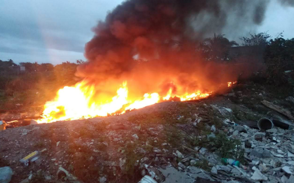 Incendio en  basurero de Ciudad Madero (Foto/CORTESÍA)