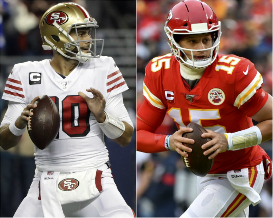 Jimmy Garoppolo y Patrick Mahomes (AP)