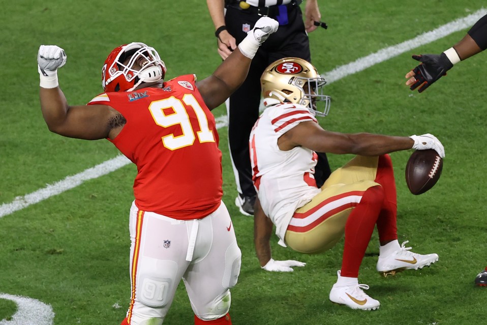 Derrick Nnadi durante el Super Bowl entre 49ers y Chiefs (AFP)