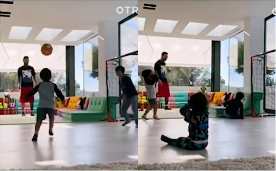 Messi enseña a cabecear a Mateo en divertido video (Portal Otro)