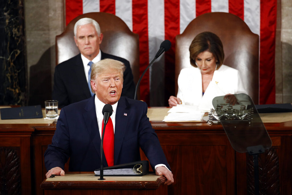 El presidente Donald Trump durante su discurso. (AP)