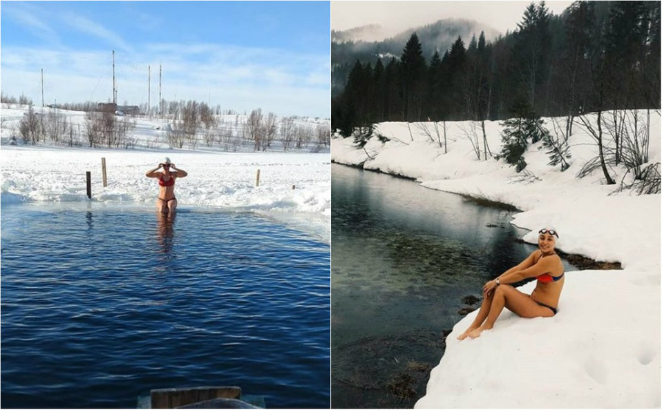 Ailen Lascano, la argentina que nada en bikini en aguas heladas (Instagram @ailenlascanomicaz)