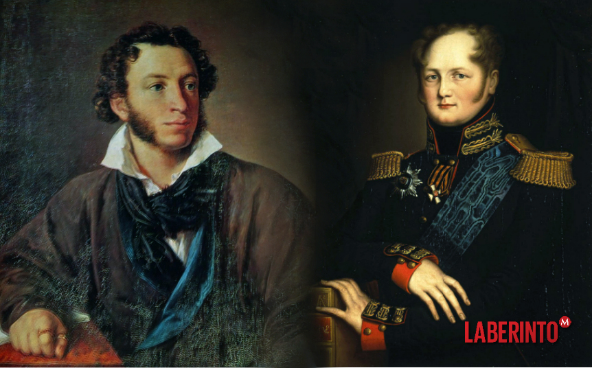 Representación de Pushkin y el zar Alejandro I. (Wikimedia)