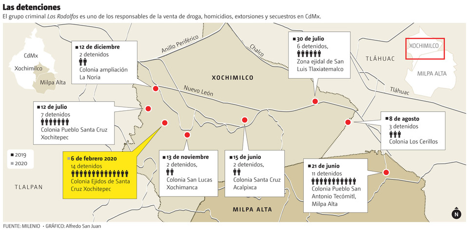 El grupo criminal "Los Rodolfos" es uno de los responsables de la venta de droga, homicidios, extorsiones y secuestros. (Gráfico: Alfredo San Juan)