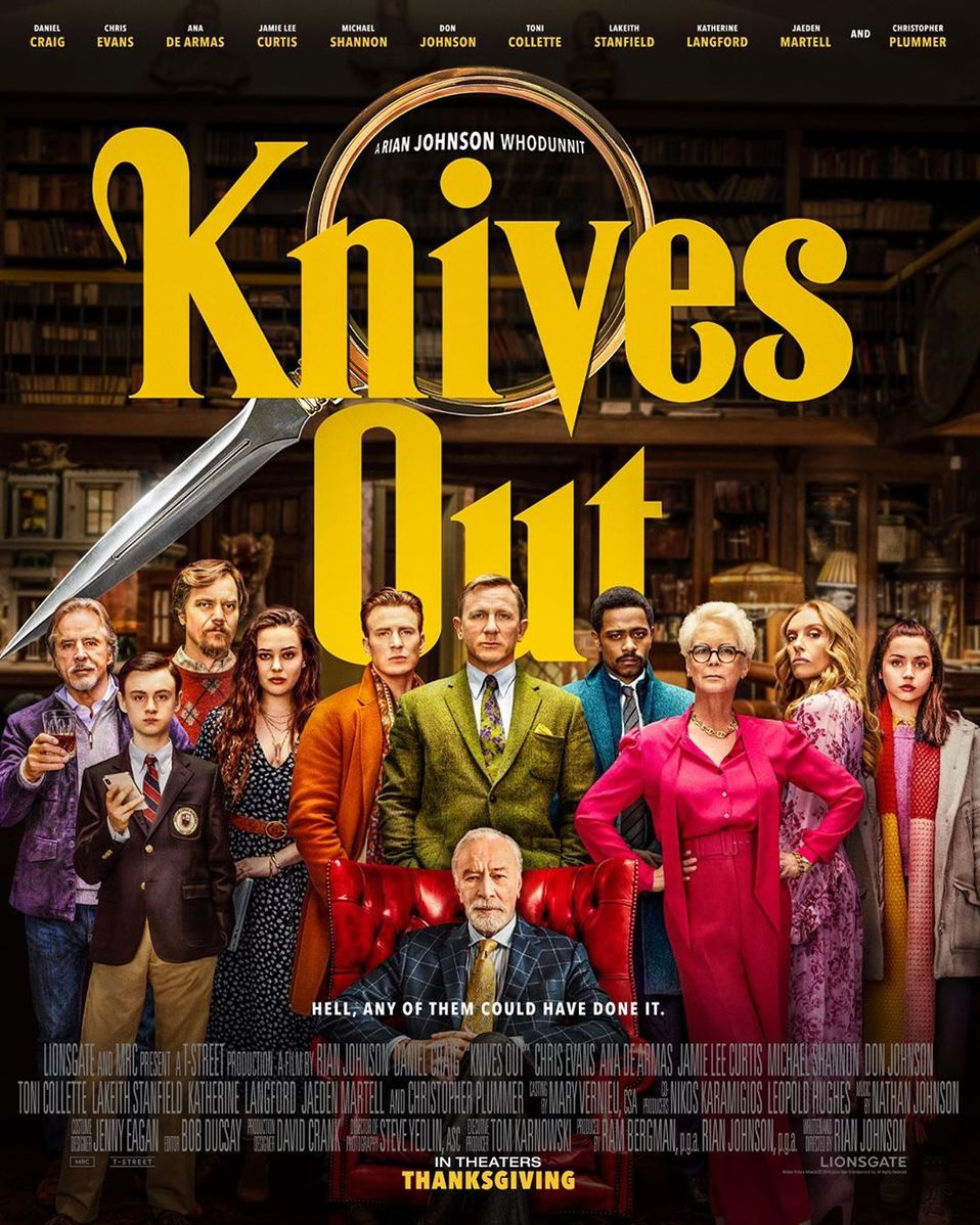 Entre navajas y secretos, la cinta de misterio dirigida por Rian Johnson (Instagram: knivesout).