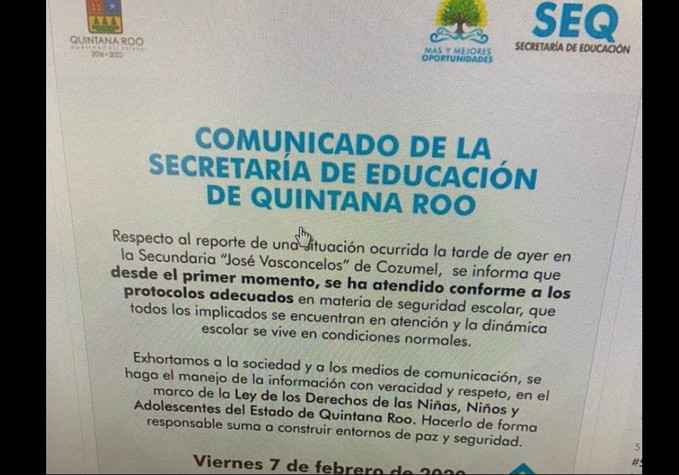 El cartucho fue hallado en la mochila del alumno de 13 años, en Cozumel. | Alejandro Vázquez