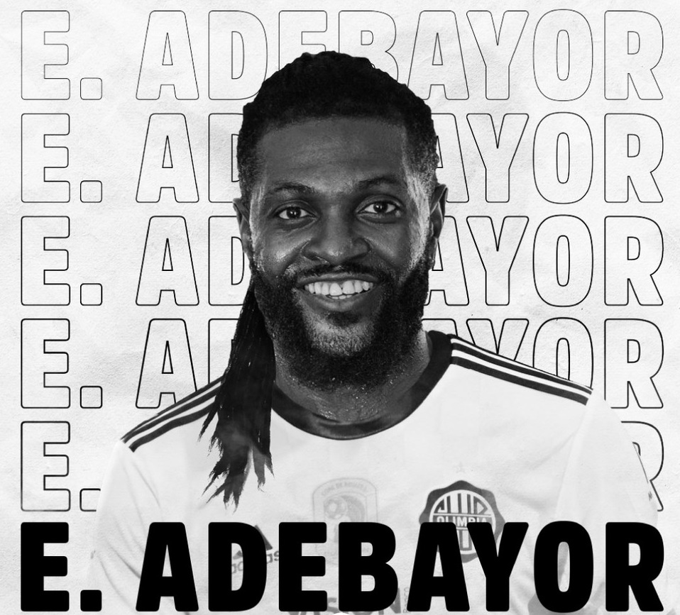 Emmanuel Adebayor, nuevo jugador del Olimpia de Paraguay (Twitter: @elClubOlimpia)