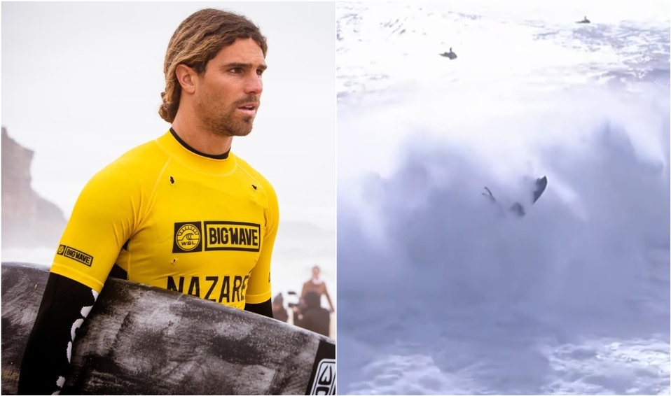 Una gran ola hunde a surfista y a su rescatista (World Surf League)