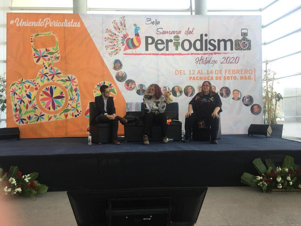 Mario Ferrán, Gloria Davenport y Tania Meza durante la Semana del Periodismo. (Melisa Agüero)