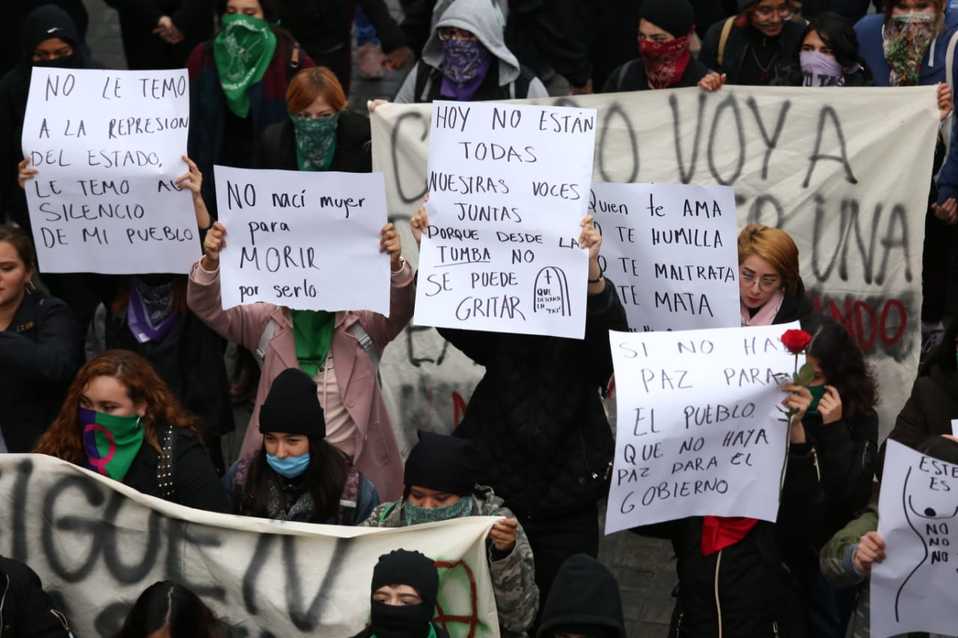 Marcha feminista en el centro de Monterrey. Foto:Jorge López.