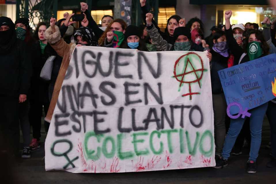 Marcha feminista en el centro de Monterrey. (Foto:Jorge López)