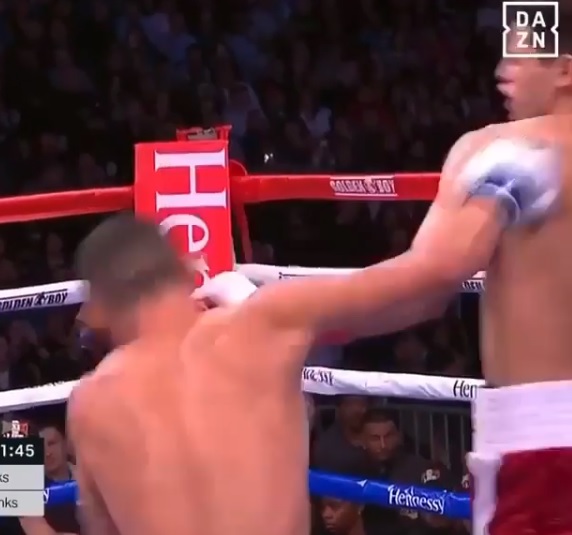 Momento del nocaut de Ryan García (Instagram: @kingryan)