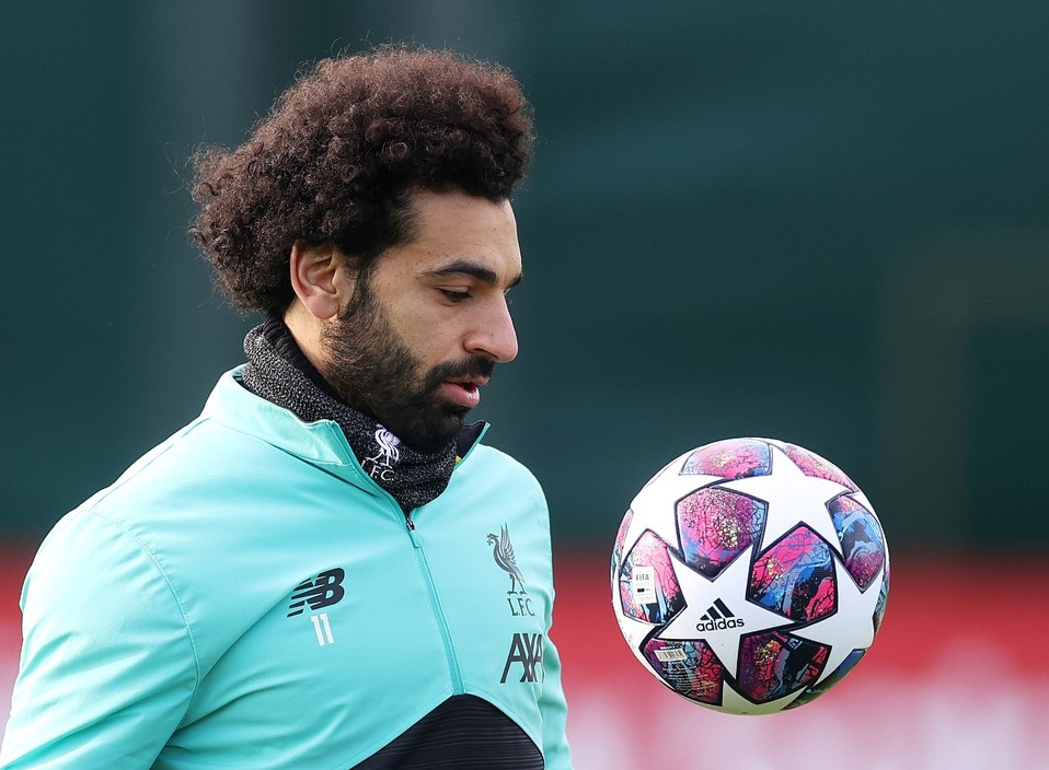 Mohamed Salah en entrenamiento previo a los octavos de final de la Champions League (Reuters)