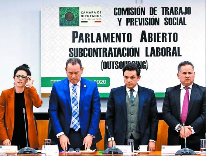Los titulares de Trabajo, Seguro Social e Inteligencia Financiera en el encuentro. (Cuartoscuro)