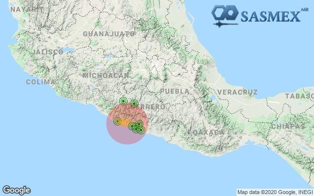 El sismo se inició 10 km al sureste de Atoyac de Álvarez, en Guerrero (Sasmex)