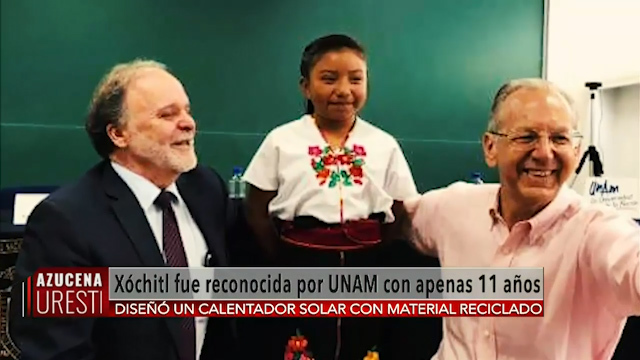 Niña es reconocida por la UNAM, diseño un calentador solar con material reciclado