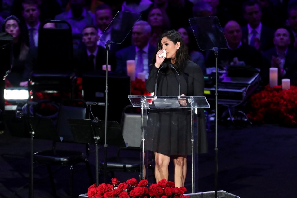 Vanessa Bryant habla en el memorial de Kobe Bryant (Reuters)