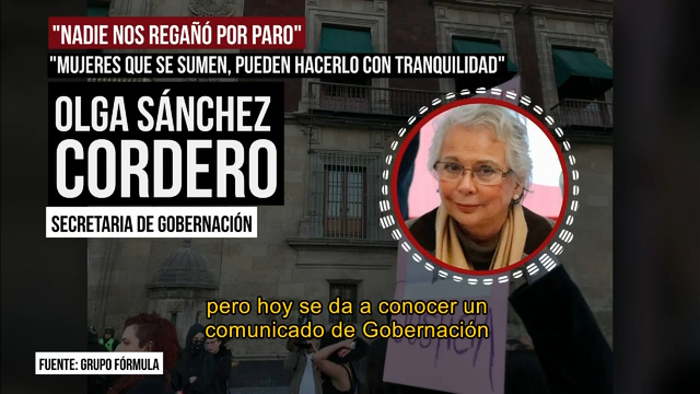 Olga Sánchez Cordero apoyara el paro #UnDíaSinMujeres, pero sí trabajará el 9 de marzo