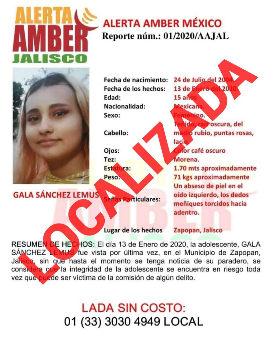 Gala Sánchez fue localizada con vida este jueves en Huejutla, Hidalgo. (Especial)