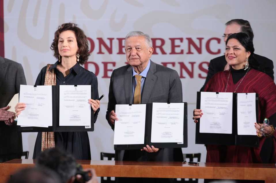 El presidente Andrés Manuel López Obrador en conferencia.  (Jesús Quintanar)