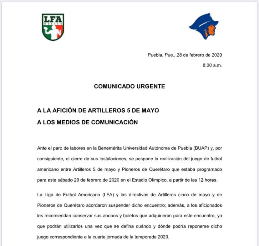 Artilleros cinco de mayo y Pioneros de Querétaro acordaron suspender su encuentro. (Especial)