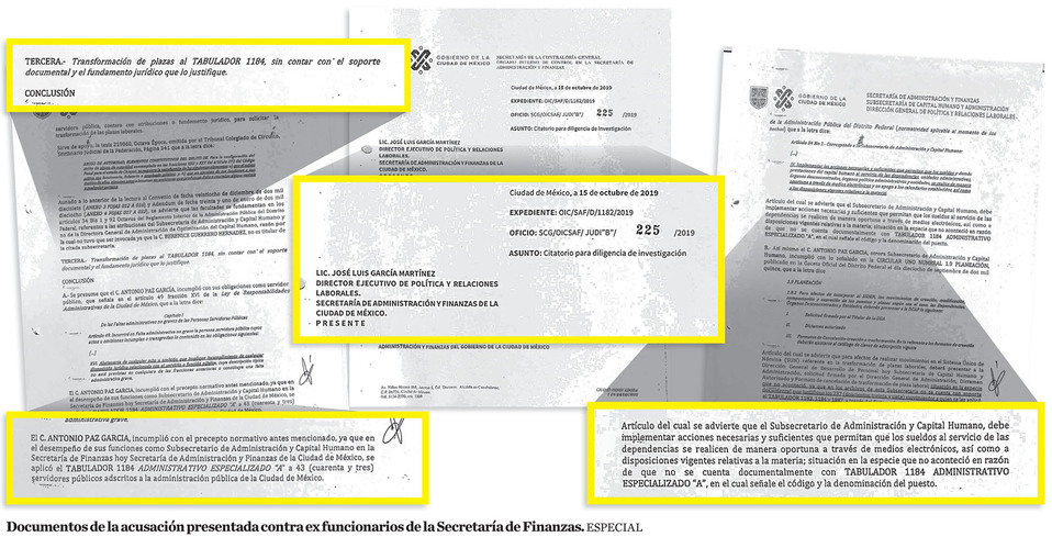Documentos de la acusación presentada contra ex funcionarios de la Secretaría de Finanzas. (Especial)