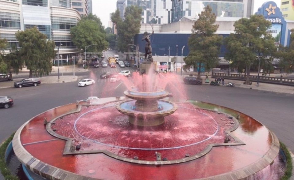 Fuente de La Diana Cazadora en CdMx. (Twitter)