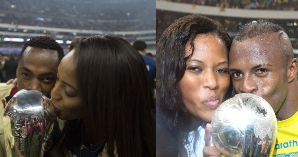 Renato Ibarra y 'Chucho' Benítez con las hermanas Lucely y Liseth Chalá, respectivamente (Mexsport)