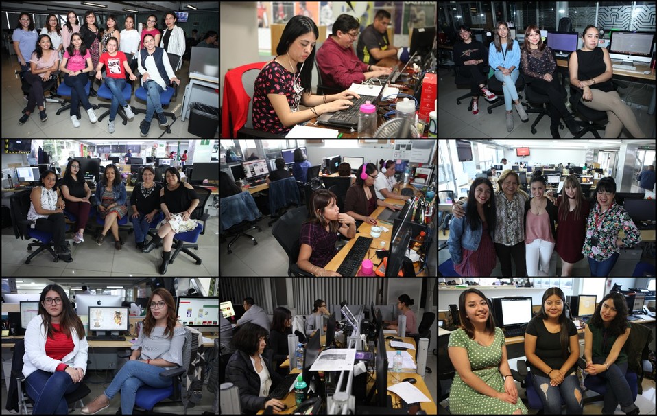 Mujeres en las diversas áreas de Milenio durante una jornada de trabajo. (Avelina Martínez)