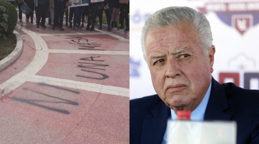 Al concluir la movilización, mujeres realizaron un graffiti en el suelo con la leyenda “Ni una más”.