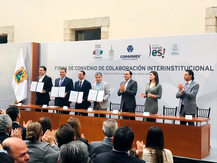 Coahuila firma convenio con Coparmex y el Poder Legislativo. (Jessica Rosales)