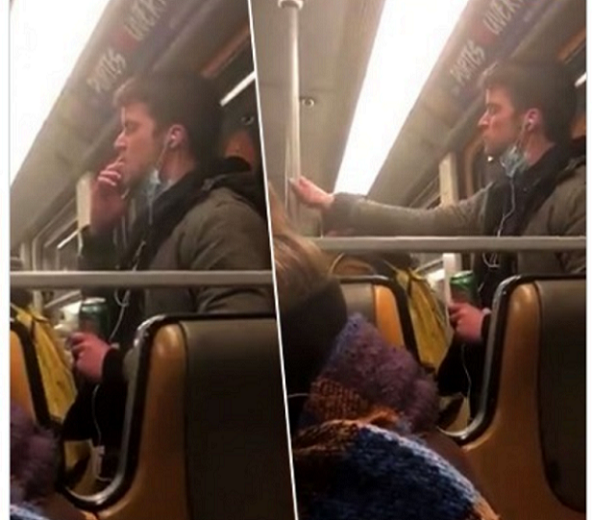 Hombre enfermo embarra su saliva en tubo del metro (Twitter)