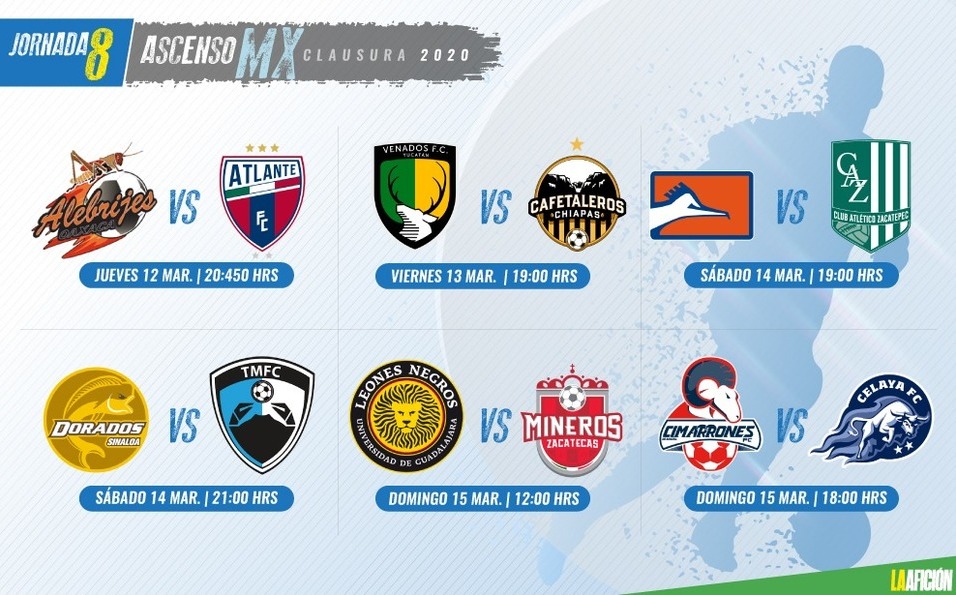 Partidos, fechas y horarios de la Jornada 8 del Ascenso MX- Grupo Milenio