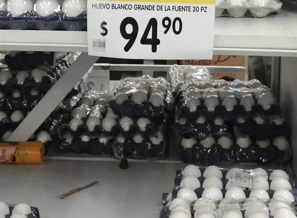 Precio del huevo llega a 95 pesos la tapa en Tampico