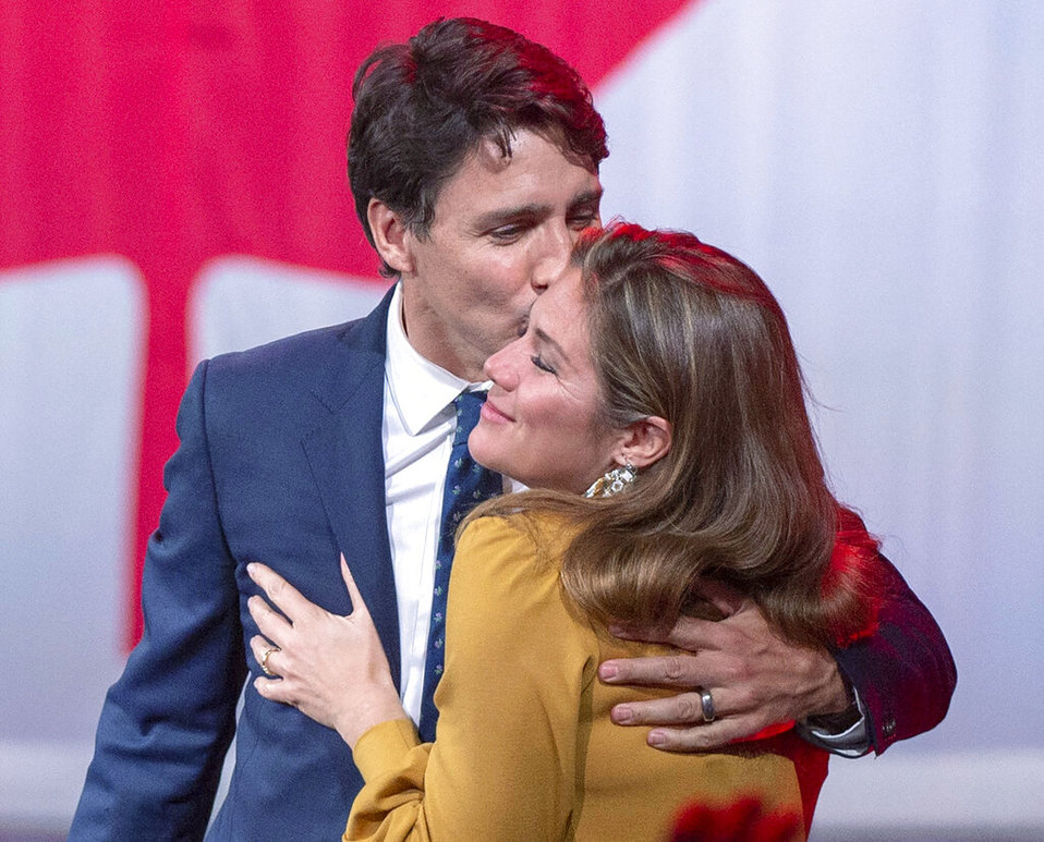 Sophie Gregoire, esposa de Justin Trudeau, dio positivo al coronavirus Covid-19 (AP).