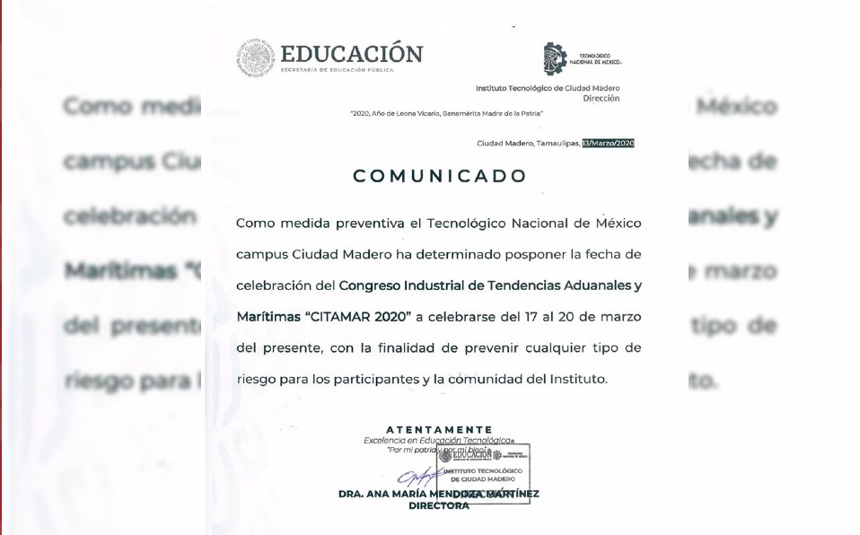 Postergan congreso estudiantil en Tampico por coronavirus.