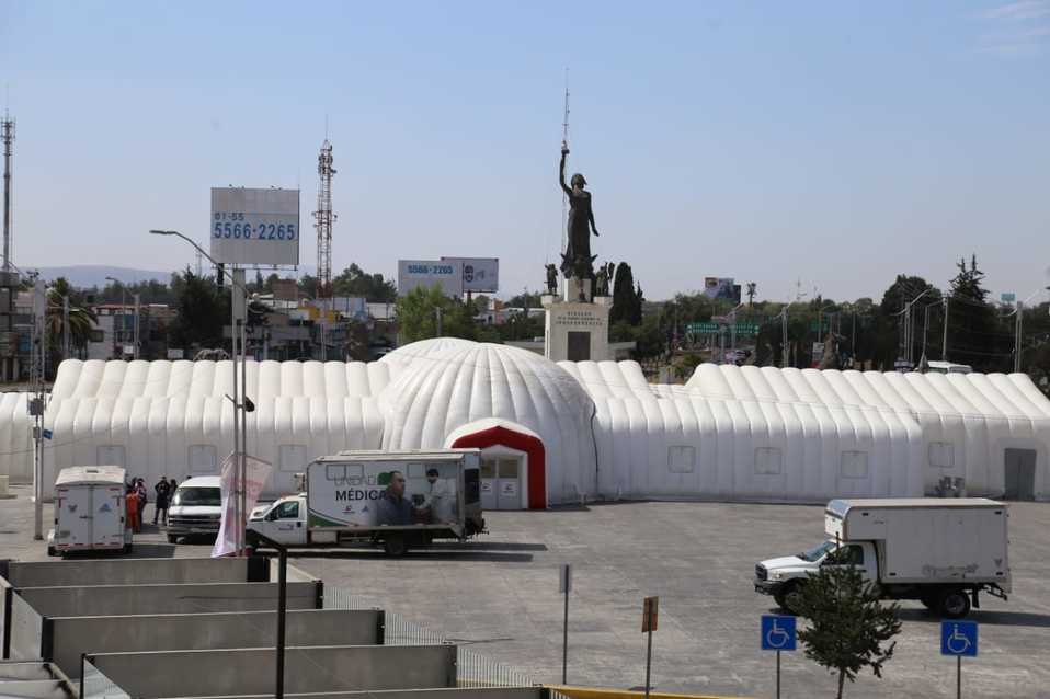 Instalan hospital inflable al sur de la ciudad de Pachuca. (Maribel Calderón)