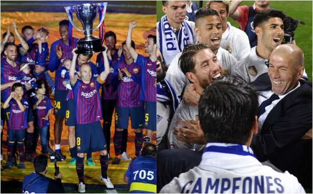 Barcelona y Real Madrid, campeones de La Liga en 2018 y 2017 respectivamente (Reuters/AP)