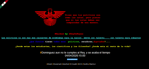 La página fue hackeada por una persona identificada como Rey de Reyes. (Especial)