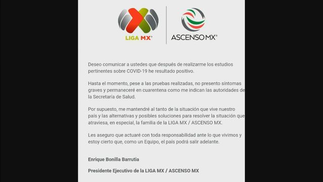 Enrique Bonilla, presidente de la Liga MX, da positivo por Coronavirus