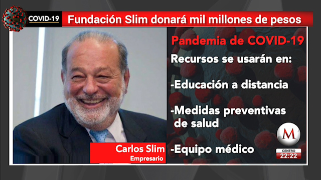 Carlos Slim donará mil millones de pesos para combatir coronavirus