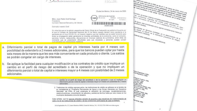 Congelará banca cobros hasta cuatro meses por la pandemia del coronavirus